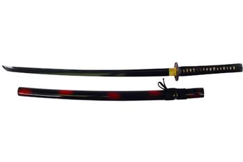 BLACK BLADE KATANA SWORD PEOPLE GUARD SILKCASE DISPLAY, 39(in) F-502-RD